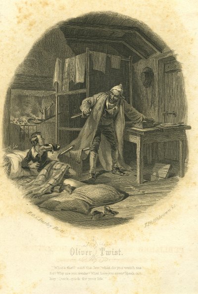 Oliver Twist et Fagin, gravé par T. Phillibrown - Felix Octavius Carr Darley